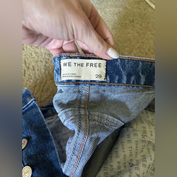 Free People Blue Floral Wide Leg Jeans - Picture 7 of 14